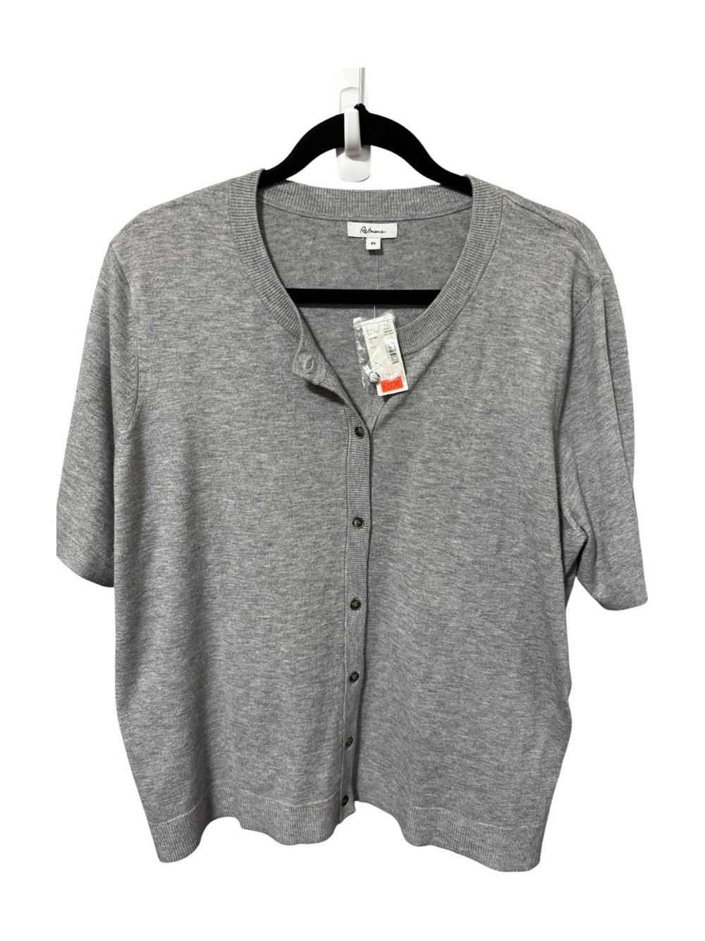 Reitmans Gray Ribbed-Neck Knit Top
